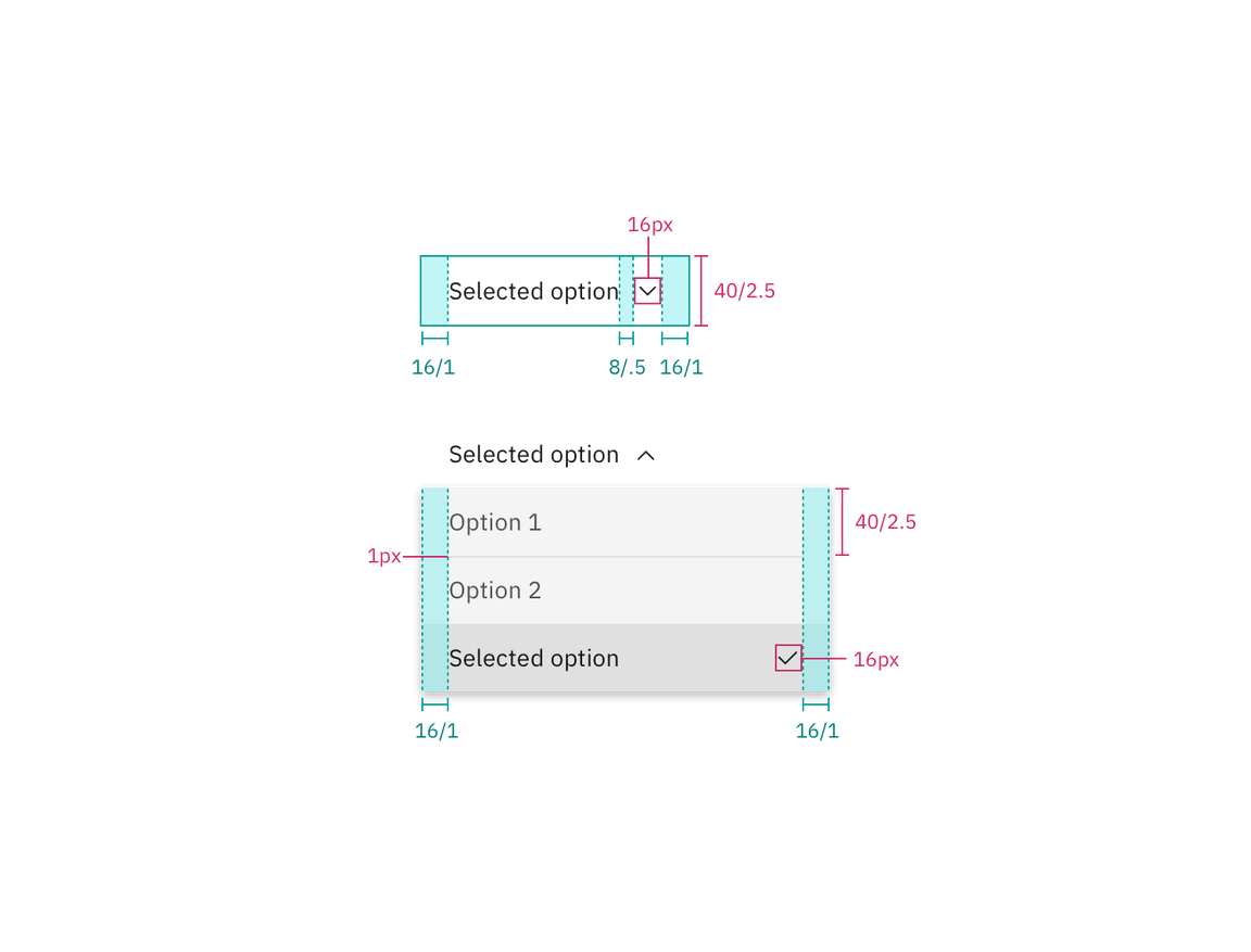 Structure and spacing for inline dropdown